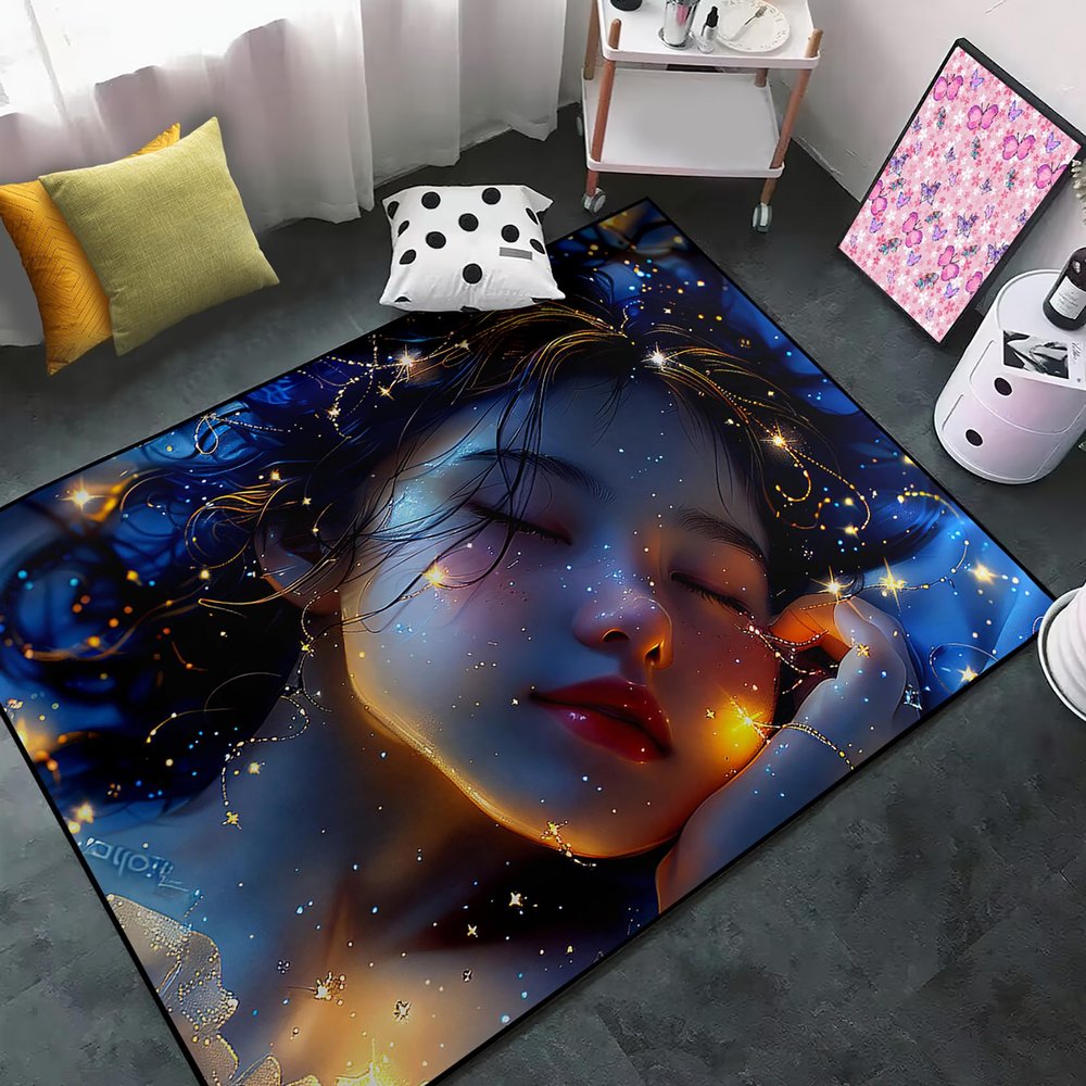 Princess Rugs - Teen Girls Rugs for Girls Bedroom, Cute Kids Room Decor Carpet Blue Princess Theme Bedroom for Living Playing Room Kids Play Rug 2.5x4 Feet