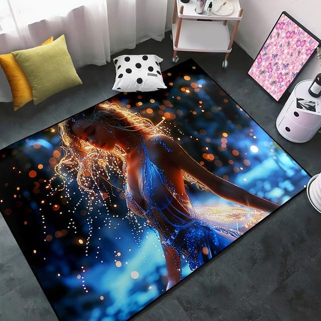 CDIWIDH Princess Rugs for Teen Girls Bedroom - Cute Girls Rug Kids Area Rugs for Bedroom Princess Pattern Decor Living Room Kids Room Carpet 4.5x6 Feet