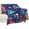 TOWINSFB Marine Life Dolphin Flannel Throw Blanket, Soft Lightweight Cozy Warm Undersea World Fish Jellyfish Coral Seaweed Blankets for Couch Bed Travel- 50"x60" view 1