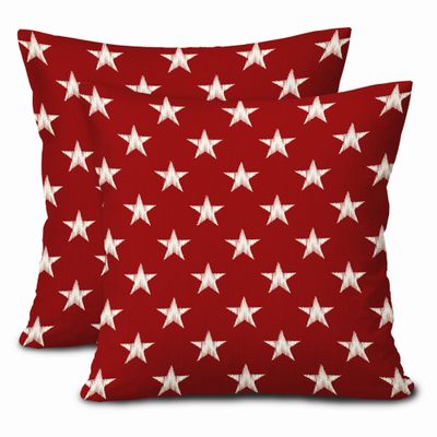 4th of July Patriotic Pillow Covers 20x20 Inch Set of 2 American Stars Red Decorative Pillow Cases Memorial Independence Day Linen Cushion Case Farmhouse Home Decor For Sofa Couch Porch Outdoor