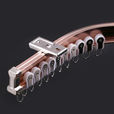 Oracra Curved Curtain Track System Aluminum, Ceiling Mounted Curtain Rail Rods for Bay Windows/Bathroom, Metal Room Divider Pole - Three Colors (Color : Rose Gold, Size : 2m/6.6ft)