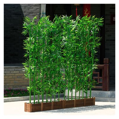 Outdoor Artificial Bamboo Plants Tall, 3 4 5 6 6.5 feet Tall Fake Bamboo for Garden Fence Privacy Screen Courtyard Entrance Decor, with Wooden Base ( Color : 1m base-16 POLE , Size : 1.5m(4.9ft) )
