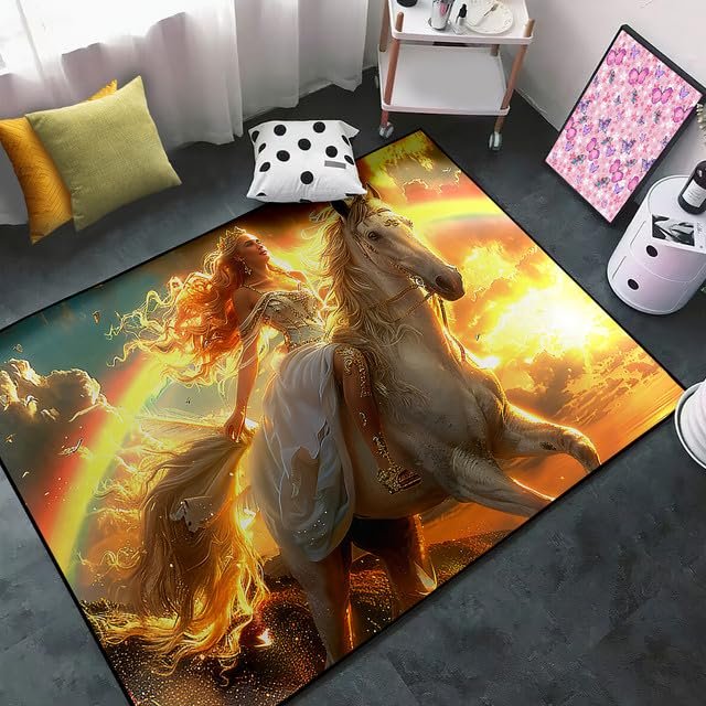 CDIWIDH Princess Rugs for Bedroom - Kids Rugs for Bedroom Girls, Galaxy Theme Princess Print Girl Room Rug Girls Decor Living Room Kids Play Rug 2.5x4 Feet