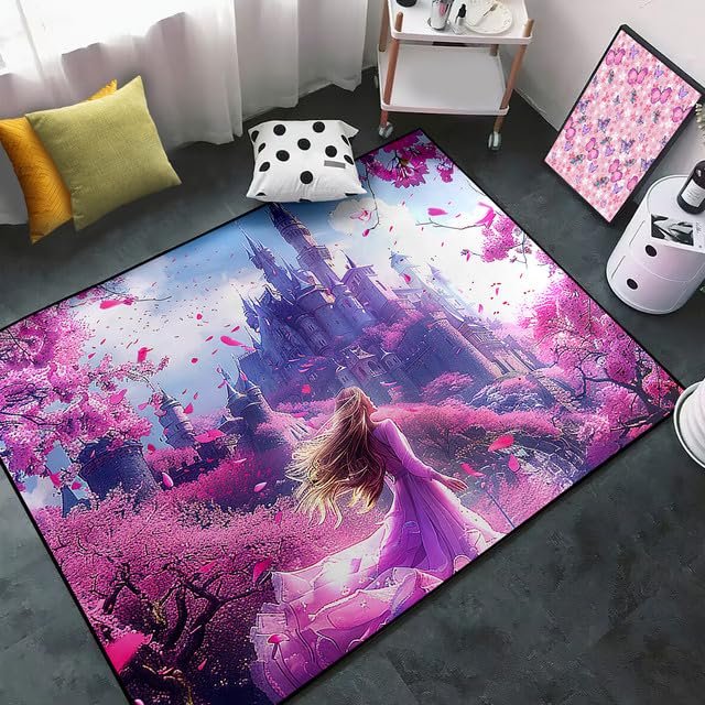 CDIWIDH Princess Rugs - Teen Girls Rugs for Girls Bedroom, Cute Princess Theme Kids Carpet Decor 2.5x4 Feet