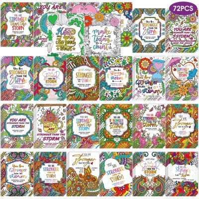 Sinload 72 Pcs Motivation Coloring Book Bulk for Adult, DIY Coloring Book for Drawing with Flower Motivational Words for Stress Relief Party Favors Goodie Bag Filler