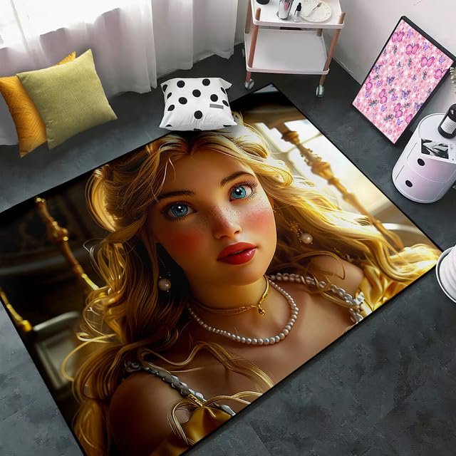 CDIWIDH Princess Rugs for Bedroom - Teen Girls Rugs for Teen Girls Adult, Kawaii Princess Theme Kids Rug Bedroom Decor Living Roomofa Floor Mats Yoga Mats 4.5x6 Feet