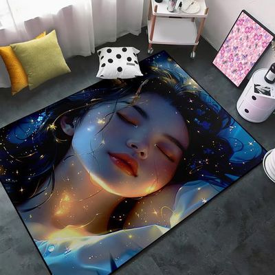 CDIWIDH Princess Rugs - Teen Girls Rugs for Girls Bedroom, Cute Kids Room Decor Carpet Blue Princess Theme Bedroom for Living Playing Room Kids Play Rug 4.5x6 Feet