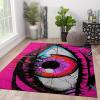 Low Pile Area Rug for Living Room Hip Hop Graffiti Theme Eye Pattern Rugs Non-Slip Carpet for Family Kids Nursery Playroom Decor 2' x 3' view 3