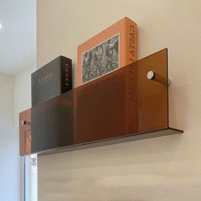 Literature Storage Rack Modern Acrylic Magazine Rack Wall - Orange Clear Blue Brown Newspaper Stand Book Storage Shelf, Lightweight Brochure Holder Stand 40/80/100cm ( Color : Red , Size : 40cm(15 3/4