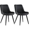 ALEEIK Modern Dining Chair Set of 2 Upholstered Kitchen Chair Mid Century Modern Faux Leather Armless Side Chair with Metal Legs for Dining Room Living Room, Black view 1
