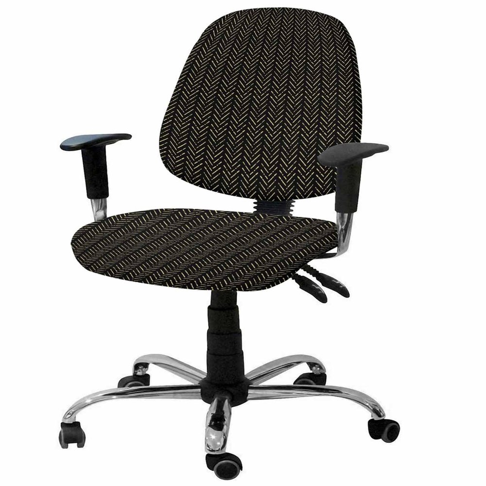 Habtucy Black Gold Striped Office Chair Cover 2 Piece, Stretch Elastic Computer Desk Rotating Chair Seat Back Covers, Stretchable Chair Slipcover Protectors Cover Boho Minimalist Geometric Bohemia