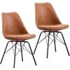 ALEEIK Dining Chairs Set of 2, Upholstered Modern Faux Leather Dining Chair with Metal Legs Mid Century Modern Kitchen Chair Armless Side Chair, Brown view 1