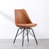 ALEEIK Dining Chairs Set of 2, Upholstered Modern Faux Leather Dining Chair with Metal Legs Mid Century Modern Kitchen Chair Armless Side Chair, Brown view 2