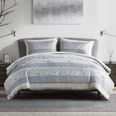 Comfort Spaces Blue Queen Comforter Set - 7 Pieces Trendy Modern Jacquard Bedding Sets with Sheets, All Seasons Skin-Friendly, Lightweight & Soft Microfiber Queen Bed Set, Shams, Queen