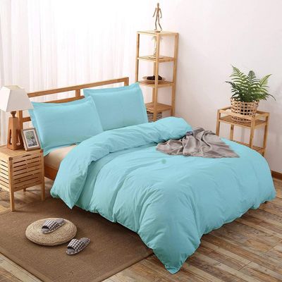 Crown Collection Duvet Cover Queen Size Set - 1 Duvet Cover with 2 Pillow Shams - 3 Pieces Comforter Cover with Zipper Closure - Ultra Soft Brushed Microfiber, 90 X 90 Inches (Queen, Aqua)