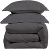 600-TC Hotel Long Staple Premium Microfiber Super King 108x98 Size 3-Pieces Duvet Cover Set Hidden Zipper Closer & Corner Ties Breathable and Fade Resistant Dark Gray Solid view 2