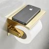 ZTHYSHXA Paper Towel Holder Double Roll Toilet Paper Holder with Phone Shelf, Stainless Steel Gold, Kitchen Tissue Holder Wall Mounted Tissue Dispenser Kitchen Roll Holder (Color : Paper Holder A02) view 4