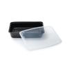 84oz Rectangular Microwavable Black Plastic Meal Prep Containers with Clear Lids - Food Storage Container - Certified BPA-Free, Stackable, Reusable Microwave, Dishwasher Safe, Disposable (75) view 1