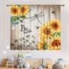 TKUYO Rustic Sunflower Curtains, Farmhouse Vintage Yellow Floral Dragonfly Country Retro Style Window Drape Treatments for Kitchen Bedroom Living Room 2 Panels, 84"x63" Inch view 3
