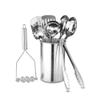 Avador Premium Set of 10 Stainless Steel Kitchen Tool Set with Holder Easy To Clean, Space Saving, Great for Cooking, Baking, Prepping view 1