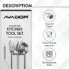 Avador Premium Set of 10 Stainless Steel Kitchen Tool Set with Holder Easy To Clean, Space Saving, Great for Cooking, Baking, Prepping view 3