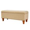 HomePop Large Rectangle Storage Bench with Nail Head Trim - Tan Linen view 1