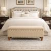 HomePop Large Rectangle Storage Bench with Nail Head Trim - Tan Linen view 2