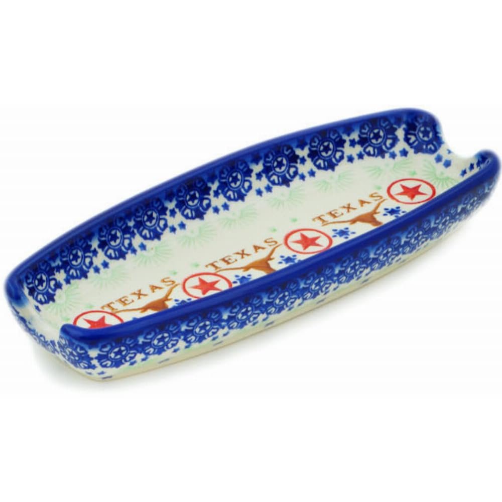Polmedia Polish Pottery Corn Tray - Texas State Pattern Handmade in Boleslawiec Poland by Ceramika Bona + Certificate of Authenticity