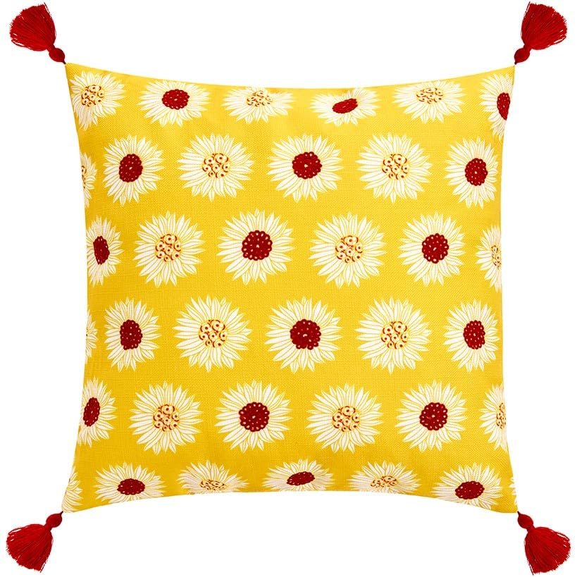 Lakeside Sunflower Embroidered Accent Pillow - All-Over Sunflower