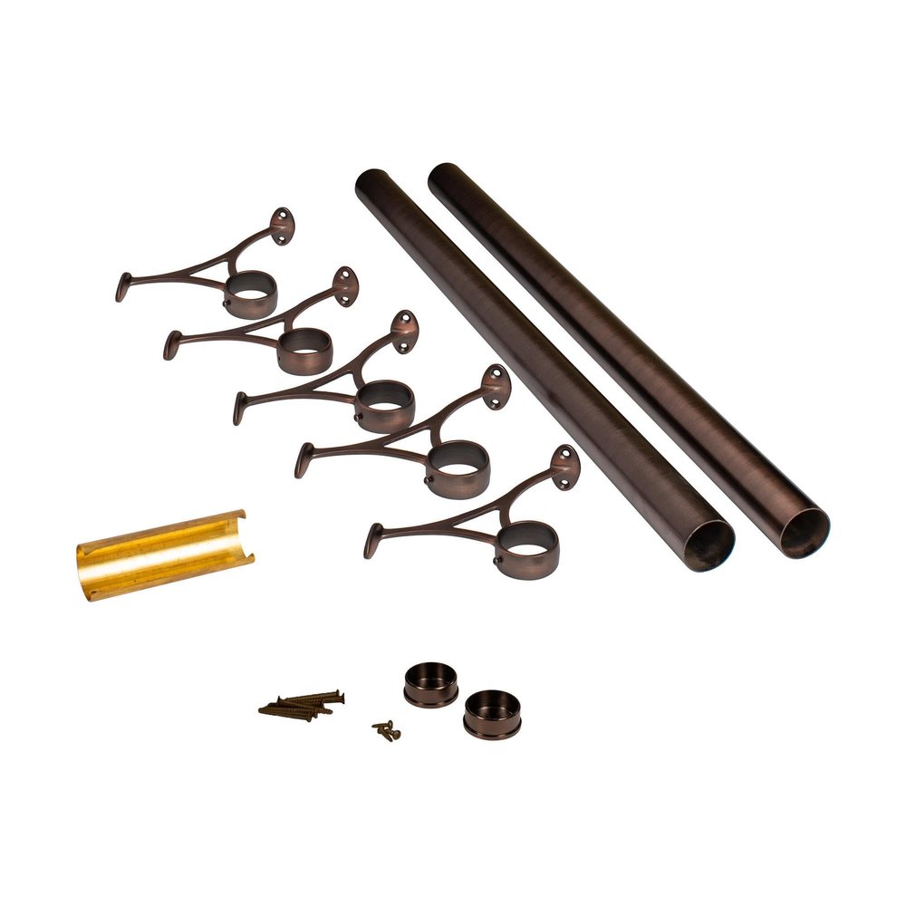 OUTWATER 2" Diameter x 16' Bar Foot Rail Kit - Complete Undercounter Mount Hardware and Tubing, Antique Bronze Finish