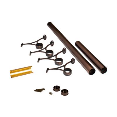 OUTWATER 2" Diameter x 12' Bar Foot Rail Kit - Complete Undercounter Mount Hardware and Tubing, Antique Copper Finish