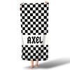 Black Checkered Custom Name Rocker Towel Personalized Beach Towel Boys Name Pool Towel view 1