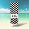 Black Checkered Custom Name Rocker Towel Personalized Beach Towel Boys Name Pool Towel view 2