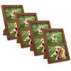 Golden State Art, 5x7 Double Picture Frame, Displays Two 5x7 Photos, Solid Wood - Real Glass For Tabletop Or Wall Mounting (Brown, 4 Pack) view 1