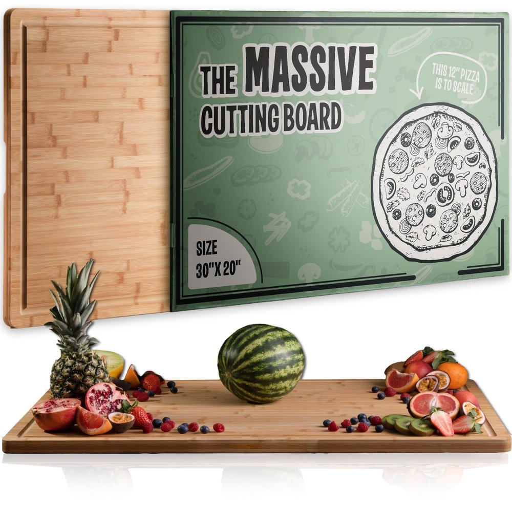 Massive Extra Large Cutting Board for Kitchen 30 X 20 for Kitchens - Heavy Duty Bamboo Chopping Boards for Meat, Veg & Charcuterie - Large Wooden Stove Top & Countertop (30" x 20")