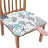 DecorLovee Teal Blue Coastal Seat Covers for Dining Room Chairs Covers, Office Chair Seat Cover, Sea Turtle Nautical Coral Summer Beach Chair Slipcovers Stretch Cushion Protector for Kitchen Set of 6 view 1