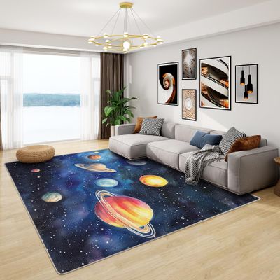 HomeLoft Basics Space Rugs for Kids Room - 6x9 Rug - Space Rug - Galaxy Planet Universe Area Rug - Kids Boys Nebula Rugs - Outer Space Carpet