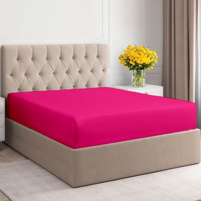 Queen Size Fitted Sheet, Soft Luxury 600TC, up to 16" Deep Queen Fitted Sheet Only, World Finest Microfiber Fitted Sheet 60x80 Queen Size, All Around Elastic Fit (Queen, Hot Pink)
