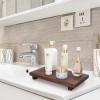 Farmhouse Bathroom Vanity Tray Wood Pedestal Stand Kitchen Countertop Trays Decorative Wooden Risers Dish Soap Dispenser Holder for Kitchen Counter Decor Modern Bathroom Sink Organizer Accessories view 3