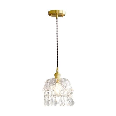 TONFON OJRGG Vintage Brass Glass Chandelier Simple Modern Bedside Pendant Light Crystal Aisle Entrance Ceiling Light Fixture for Kitchen Island Entryway Dining Room Study Room Living Room Bedroom Bar