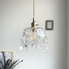 TONFON OJRGG Vintage Brass Glass Chandelier Simple Modern Bedside Pendant Light Crystal Aisle Entrance Ceiling Light Fixture for Kitchen Island Entryway Dining Room Study Room Living Room Bedroom Bar view 2