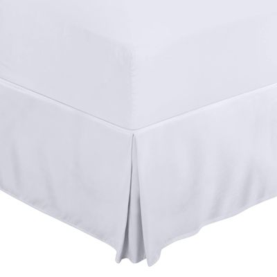 Gorayoo Bedding Box Pleated Bed Skirt Pure Microfiber 18 Inch Drop Bed Frame Cover Easy to Put On Bedskirt Pleated Bed Skirt (White, Olympic Queen)
