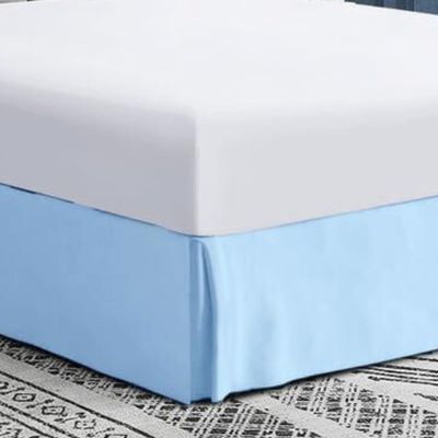 Gorayoo Bedding Box Pleated Bed Skirt Microfiber 16 Inch Drop Bed Frame Cover Easy to Put On Hotel Class Luxurious Bedding (Light Blue, Olympic Queen)