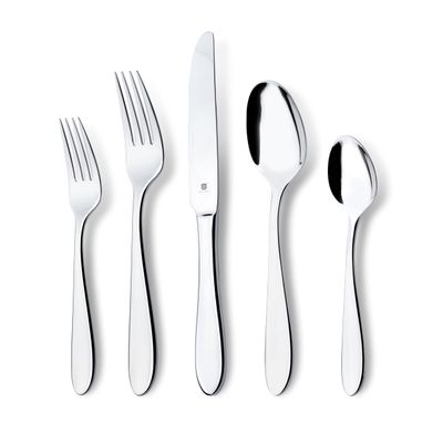 Danialli Modern Silverware Set, 18/10 Stainless Steel Flatware, Mirror Finish, Dishwasher Safe, Elegant Cutlery for Home and Dining, Built to Last (40-Piece, Razzoli)