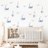 6 Sheets 48 Pcs Blue Sailboats Gulls Ins Style Wall Stickers, sacinora Travel Adventure Wanderlust Sailboat Nautical DIY Wall Decals Removable Vinyl Peel and Stick for Nursery Bedroom Playroom Decor view 1