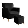 UNBBRRL Armchair and Ottoman Covers Set, Matching Accent Chair and Ottoman Slipcovers Square Stretch Velvet Non-Slip for Living Room (Black, Armchair with Seat+Ottoman Square L) view 1