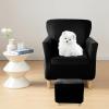 UNBBRRL Armchair and Ottoman Covers Set, Matching Accent Chair and Ottoman Slipcovers Square Stretch Velvet Non-Slip for Living Room (Black, Armchair with Seat+Ottoman Square L) view 2