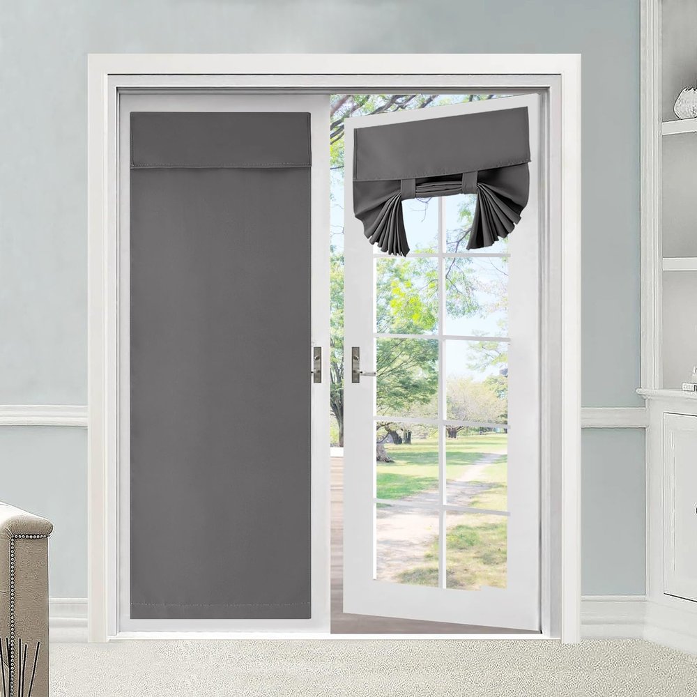 BETTELOOM Blackout Door Curtains, Lights Block, Room Darkening, Provide Privacy, roll-able Door Panels, Window Covering for Glass Door, Front and Side (25" Wx70 L, 1 Piece,Dark Gray)