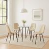 Anchorhome 5-Piece Round Glass Dining Table Set for 4, Modern Small-Space Kitchen & Dining Room Set with Tempered Glass Top and Cream Faux Leather Chairs, Black Metal Legs view 1