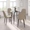 Anchorhome 5-Piece Round Glass Dining Table Set for 4, Modern Small-Space Kitchen & Dining Room Set with Tempered Glass Top and Cream Faux Leather Chairs, Black Metal Legs view 2